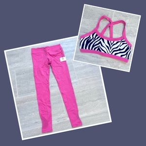 Hotdrop Yoga Set, Pink Zebra Bra (EUC)and Pink Leggings (NWT), Size Small